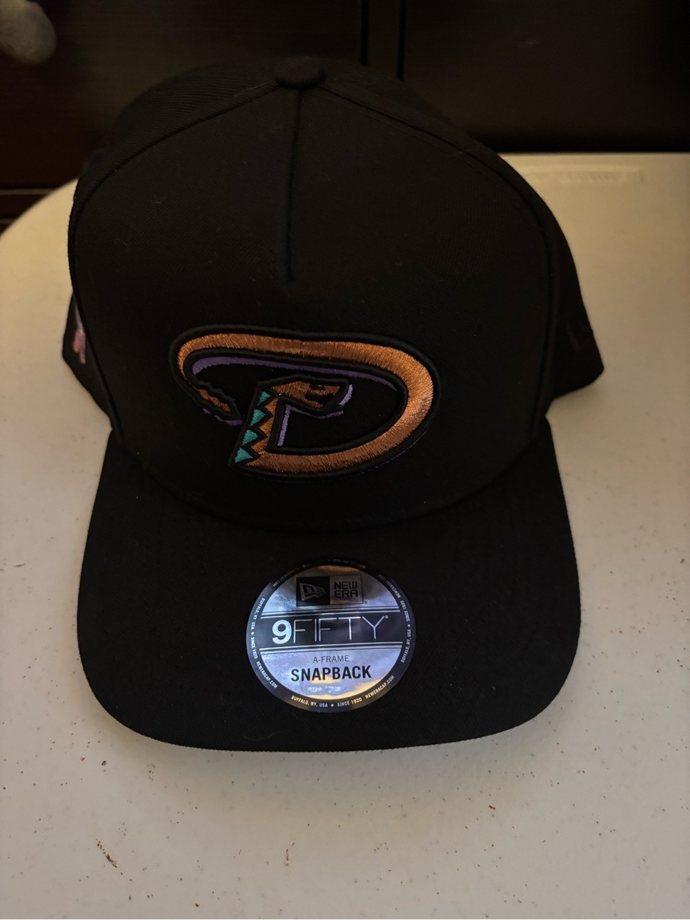New Era Black Snapback with Gold, Purple & Teal Diamondbacks Logo